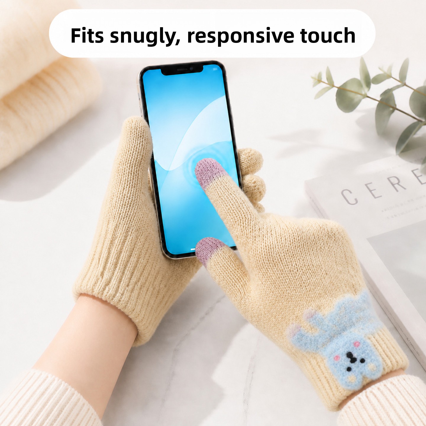 قفازات محبوكة لطيفة على شكل كل - مراجعة Wool Glove Lined وسعره